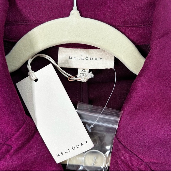 NWT MELLODAY Rich Magenta Trench Coat Mid Length Size XL Outerwear Fall Autumn - Picture 3 of 11